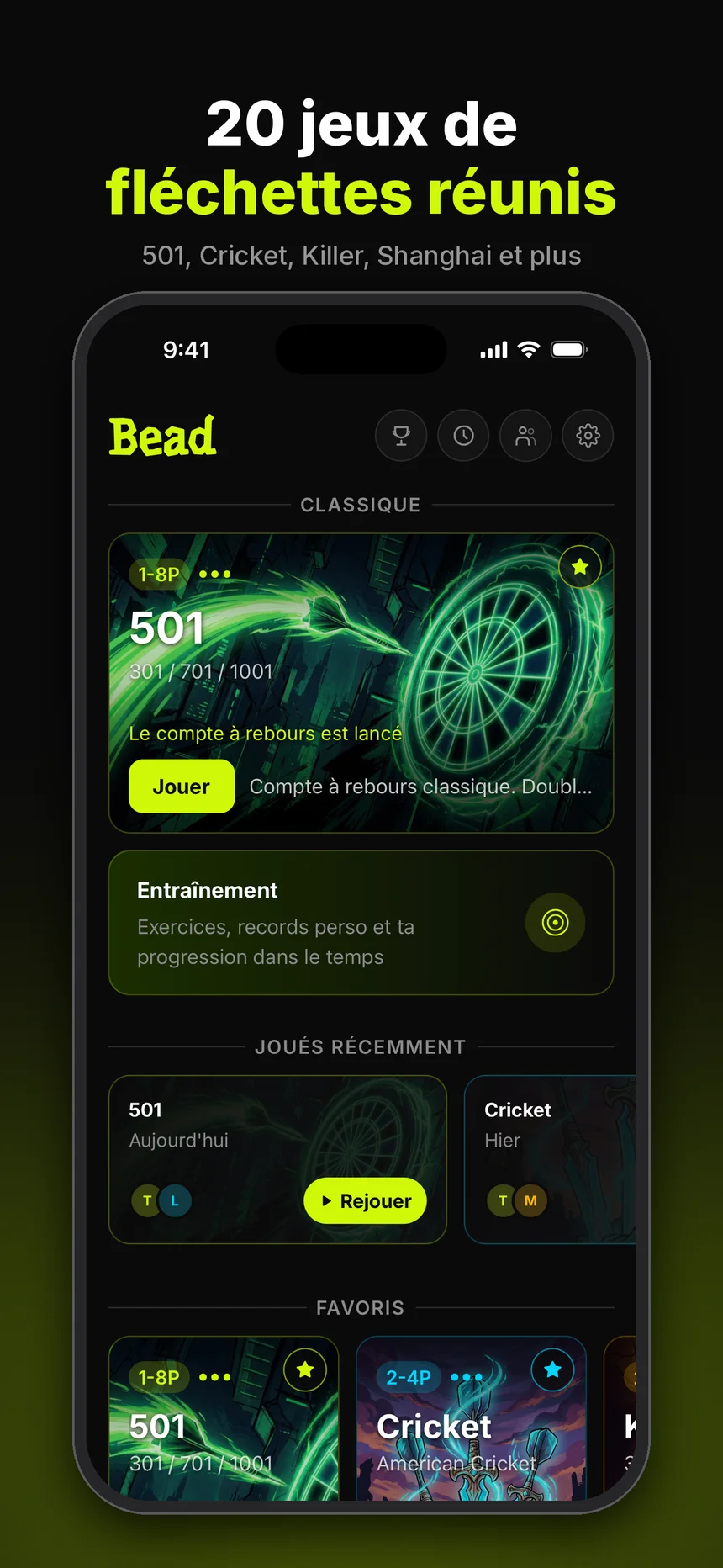 Capture de l'app Bead