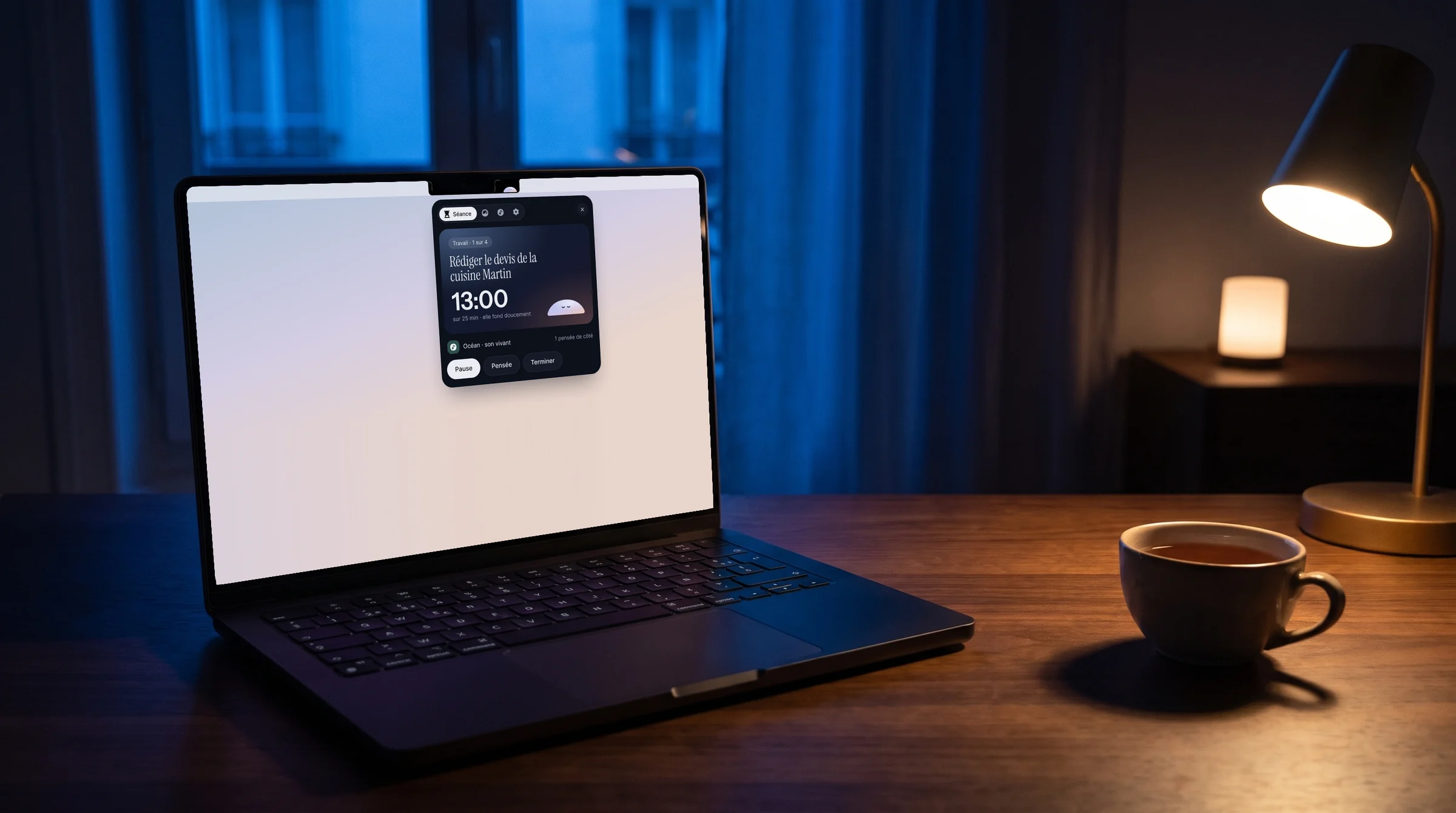 Eyno Focus sur Mac : le panneau sort de l'encoche.