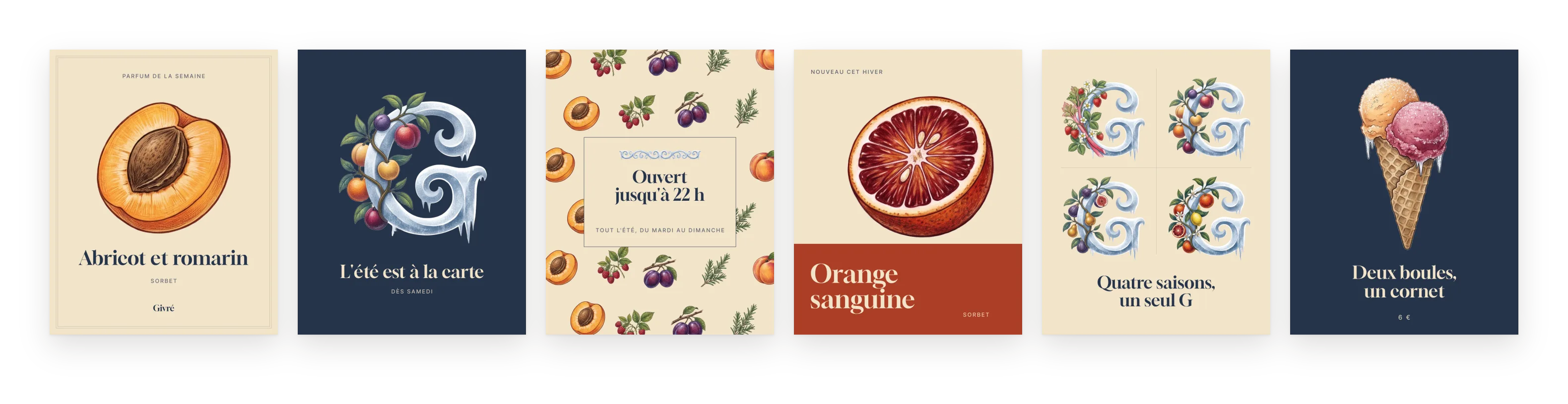 Six publications pour les réseaux sociaux.