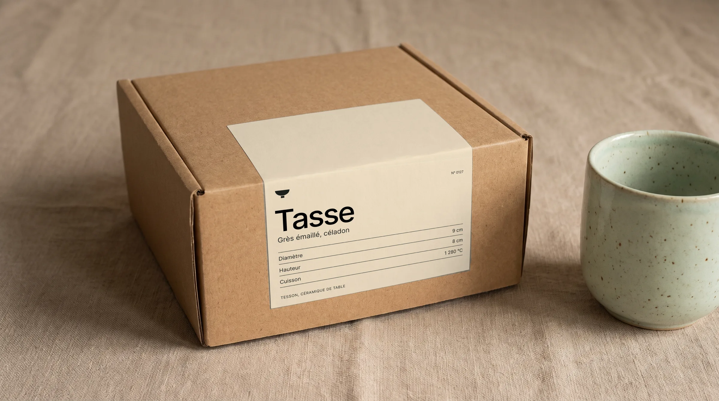 The shipping label, on the box.