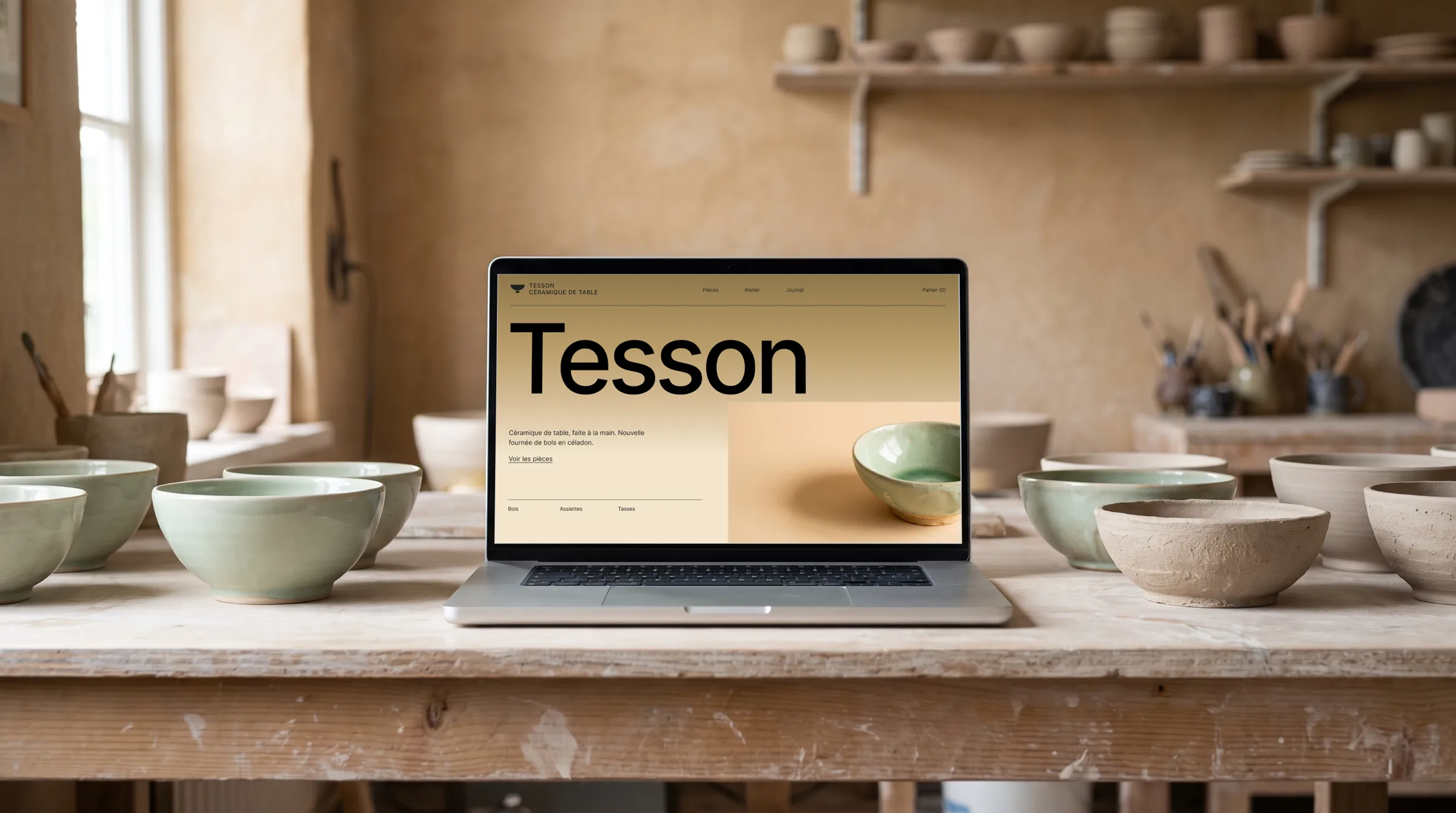 The website, on a laptop.
